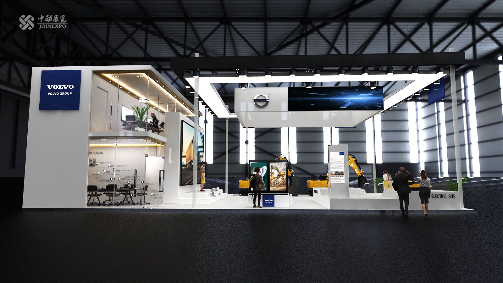 重視綠色環(huán)境保護(hù)的沃爾沃集團(tuán)，展臺(tái)設(shè)計(jì)同樣追求與生態(tài)統(tǒng)一